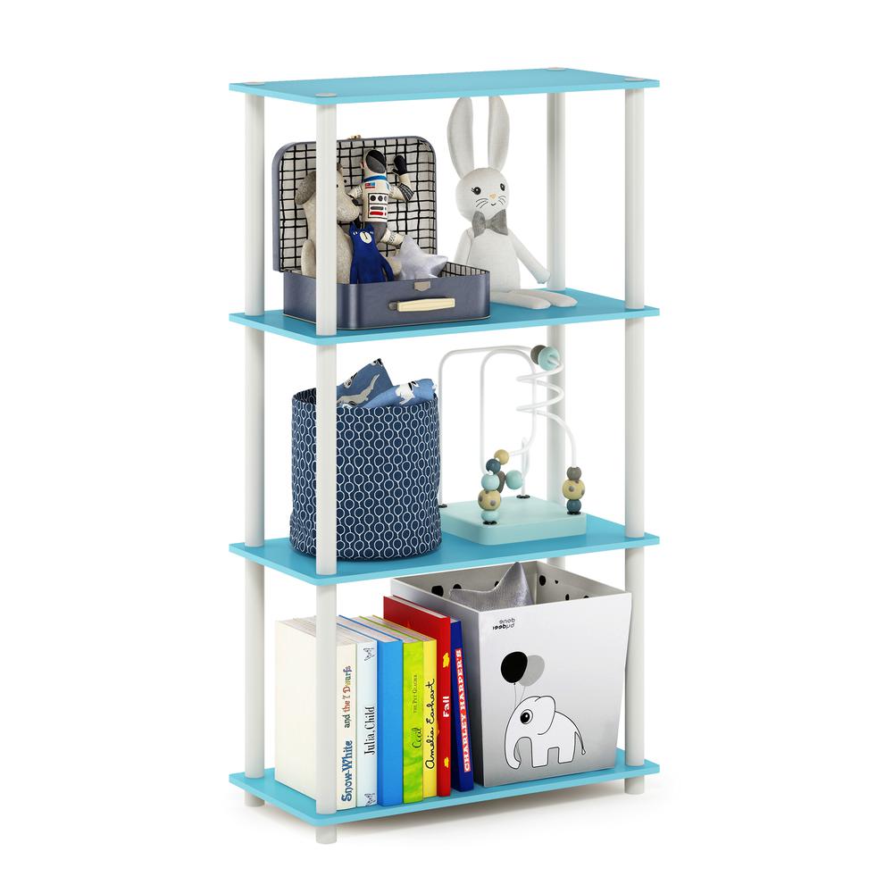 Furinno Turn-N-Tube 4-Tier Multipurpose Shelf Display Rack, Light Blue/White. Picture 4