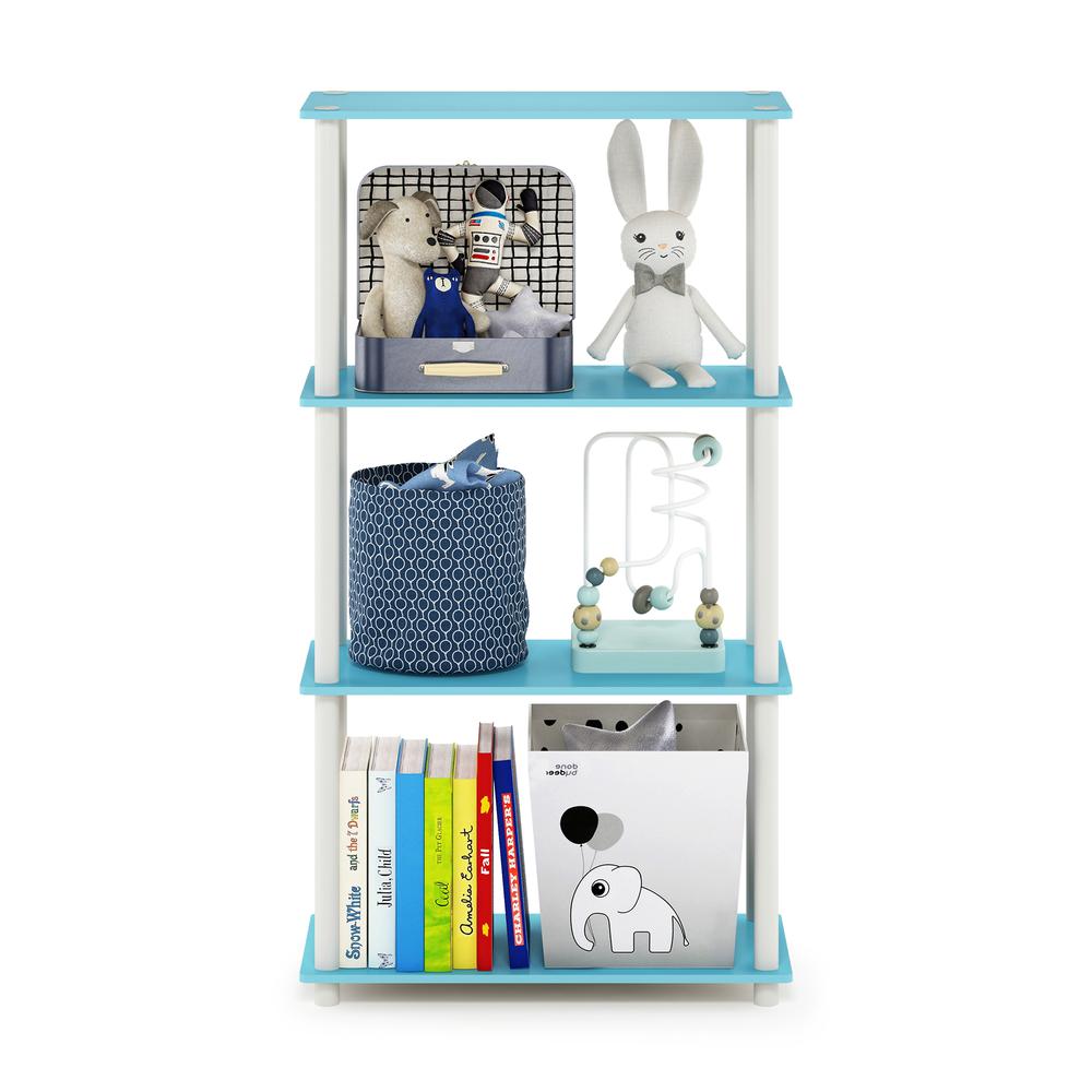 Furinno Turn-N-Tube 4-Tier Multipurpose Shelf Display Rack, Light Blue/White. Picture 5