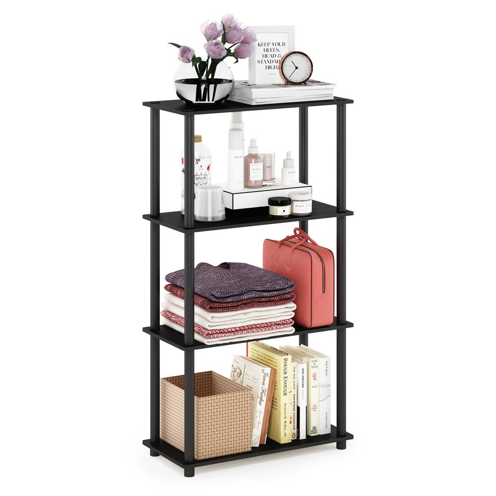 Furinno Turn-N-Tube 4-Tier Multipurpose Shelf Display Rack, Americano/Black. Picture 4
