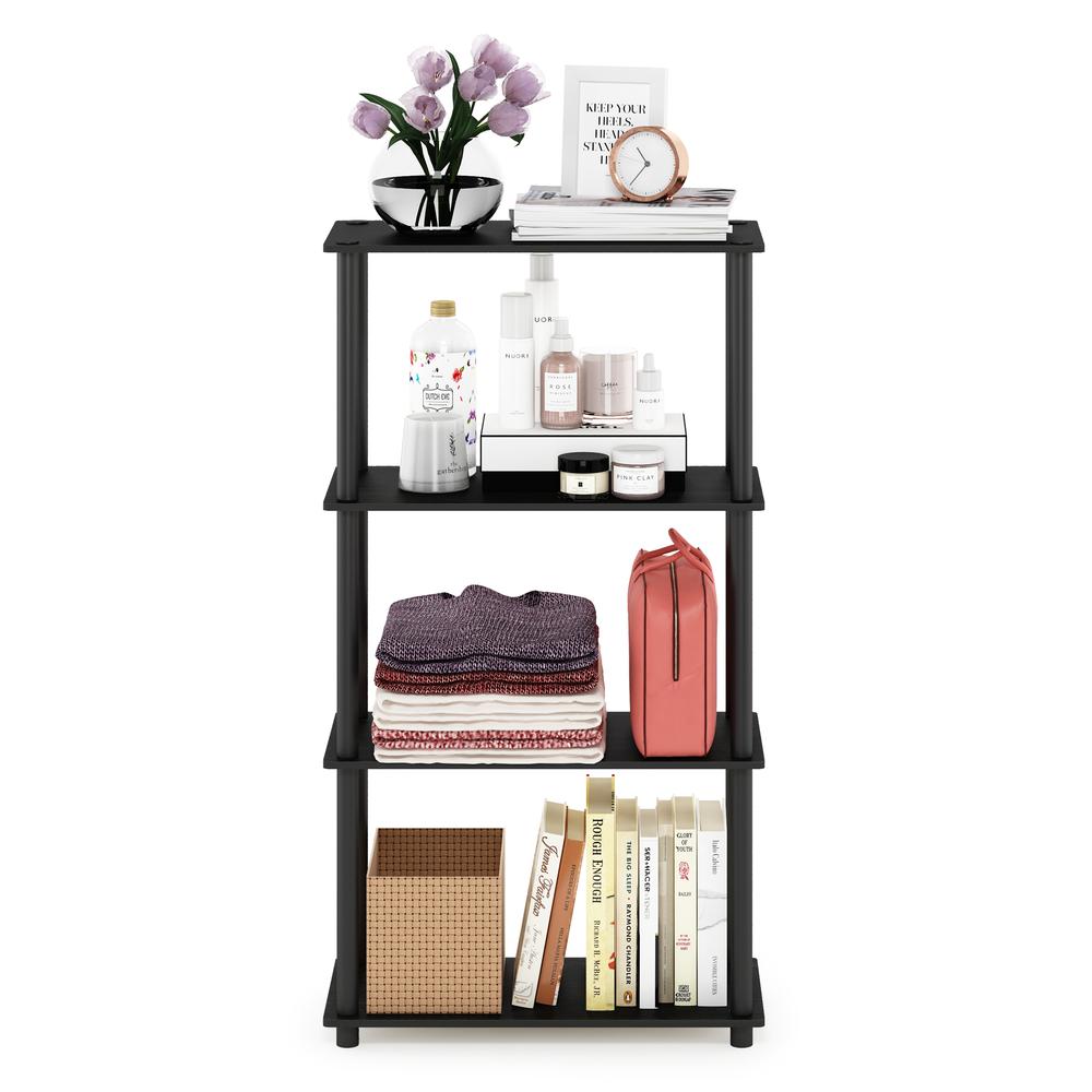 Furinno Turn-N-Tube 4-Tier Multipurpose Shelf Display Rack, Americano/Black. Picture 5