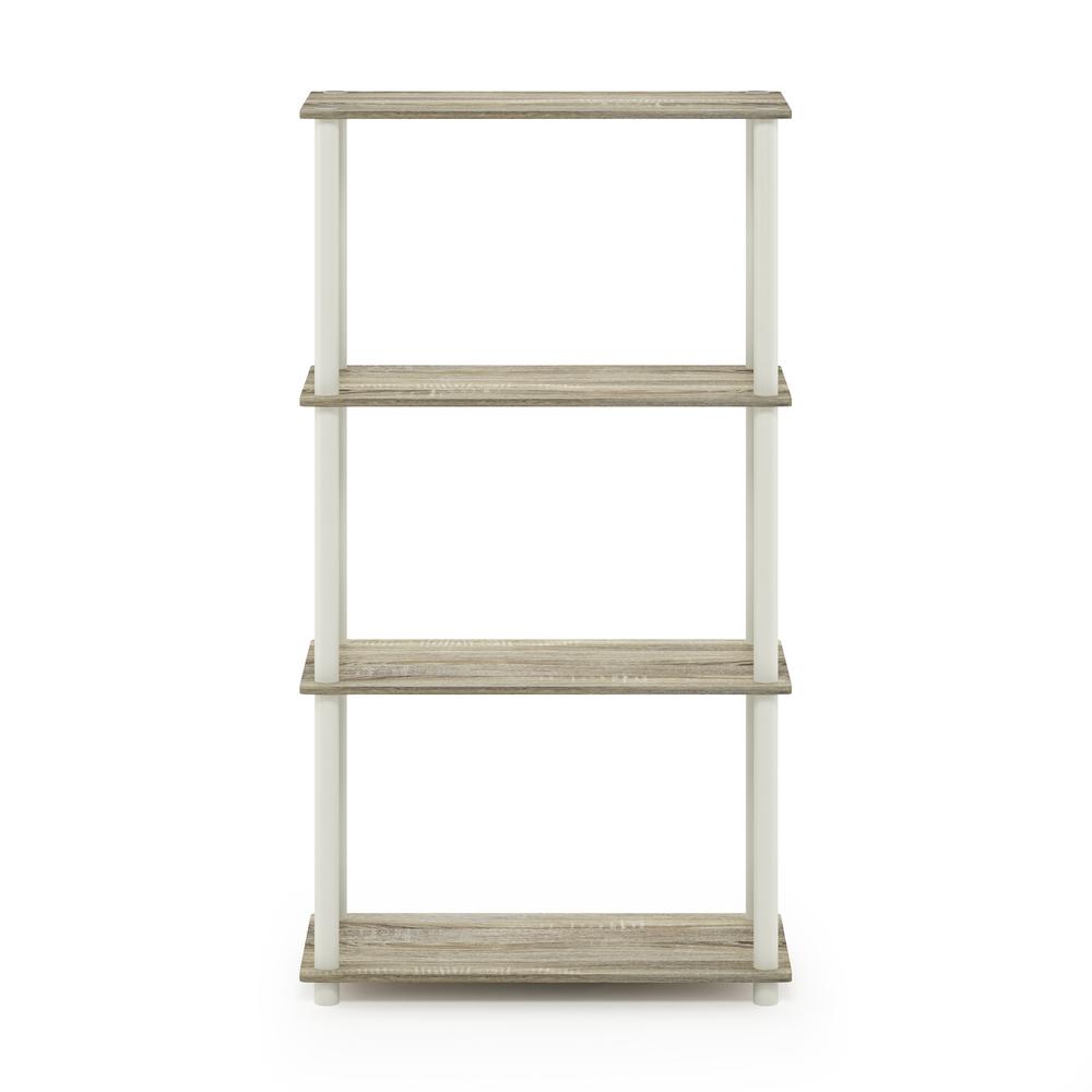 Furinno Turn-N-Tube 4-Tier Multipurpose Shelf Display Rack, Sonoma Oak/White. Picture 3