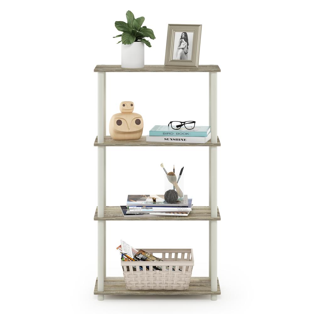 Furinno Turn-N-Tube 4-Tier Multipurpose Shelf Display Rack, Sonoma Oak/White. Picture 5