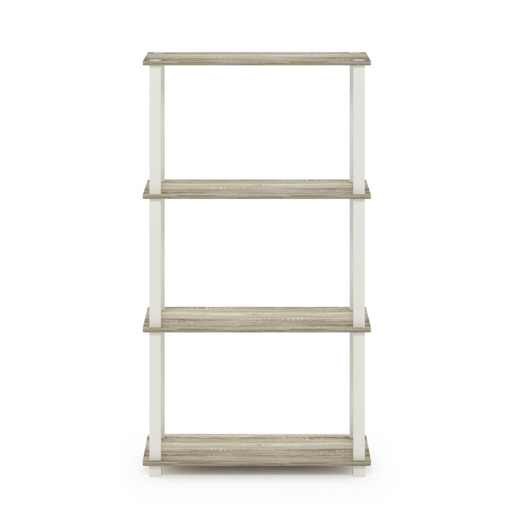 Furinno Turn-S-Tube 4-Tier Multipurpose Shelf Display Rack with Square Tube, Sonoma Oak/White. Picture 3