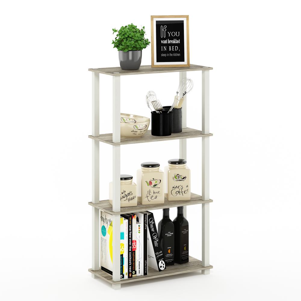 Furinno Turn-S-Tube 4-Tier Multipurpose Shelf Display Rack with Square Tube, Sonoma Oak/White. Picture 4