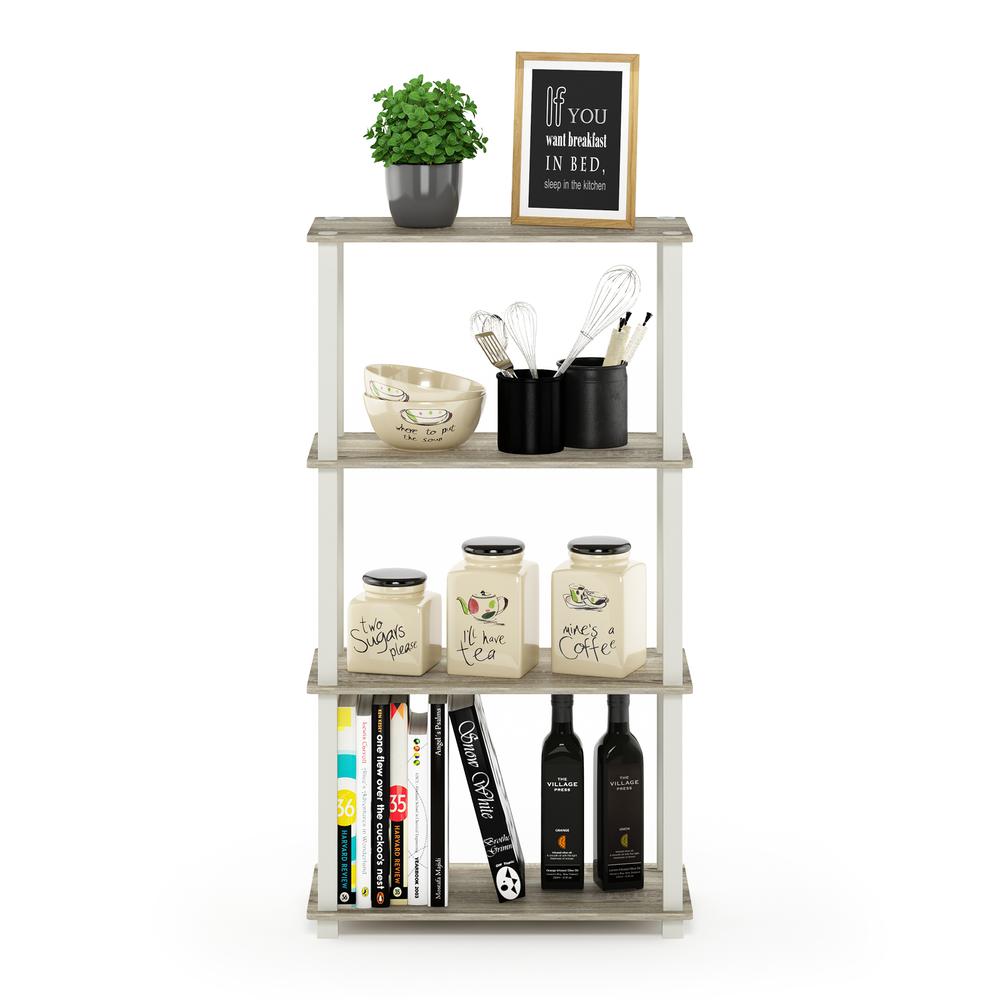 Furinno Turn-S-Tube 4-Tier Multipurpose Shelf Display Rack with Square Tube, Sonoma Oak/White. Picture 5