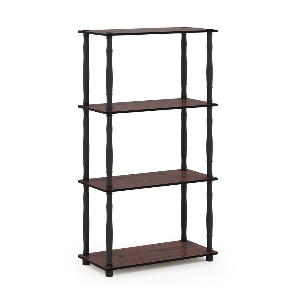 Furinno Turn-N-Tube 4-Tier Multipurpose Shelf Display Rack with Classic Tubes, Dark Cherry/Black. Picture 1