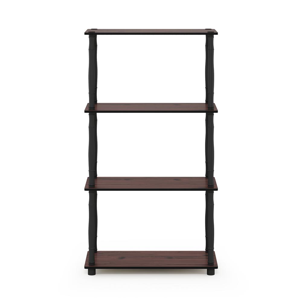 Furinno Turn-N-Tube 4-Tier Multipurpose Shelf Display Rack with Classic Tubes, Dark Cherry/Black. Picture 3