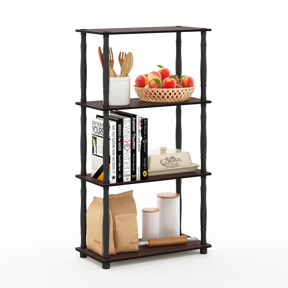 Furinno Turn-N-Tube 4-Tier Multipurpose Shelf Display Rack with Classic Tubes, Dark Cherry/Black. Picture 4