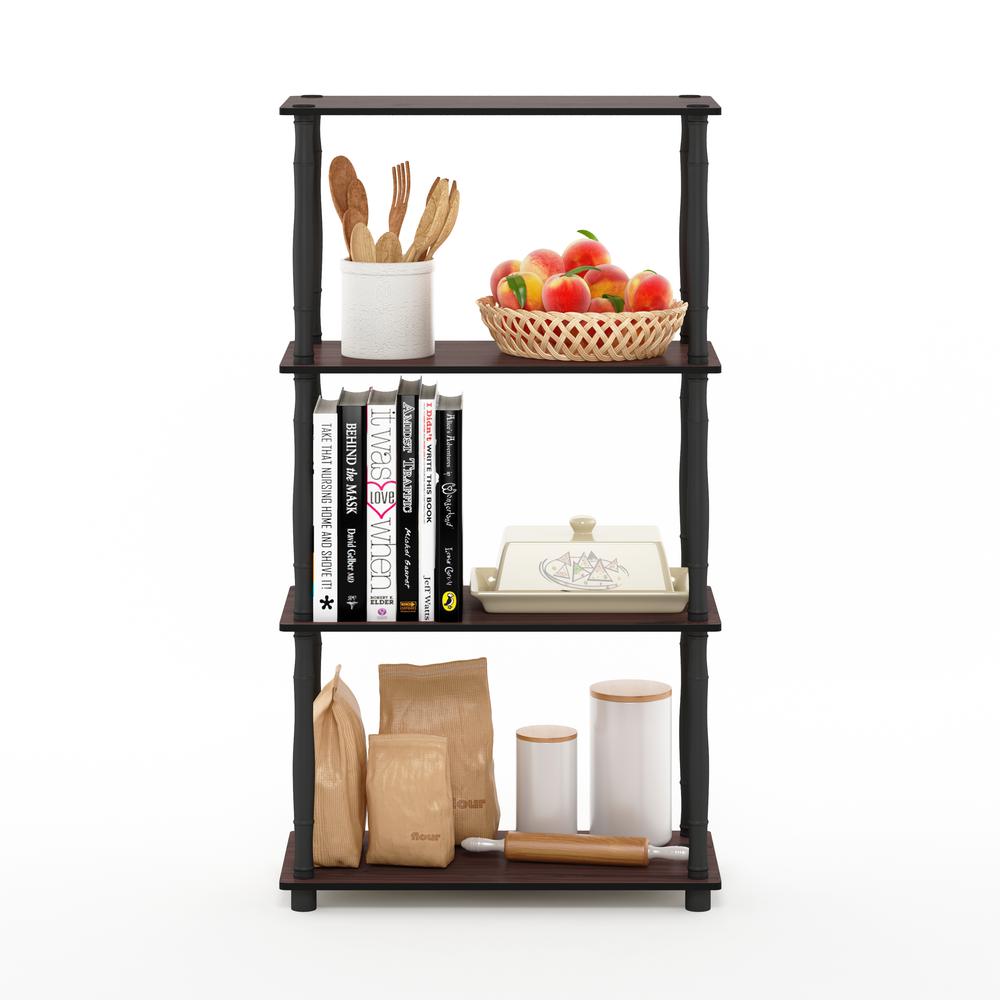Furinno Turn-N-Tube 4-Tier Multipurpose Shelf Display Rack with Classic Tubes, Dark Cherry/Black. Picture 5