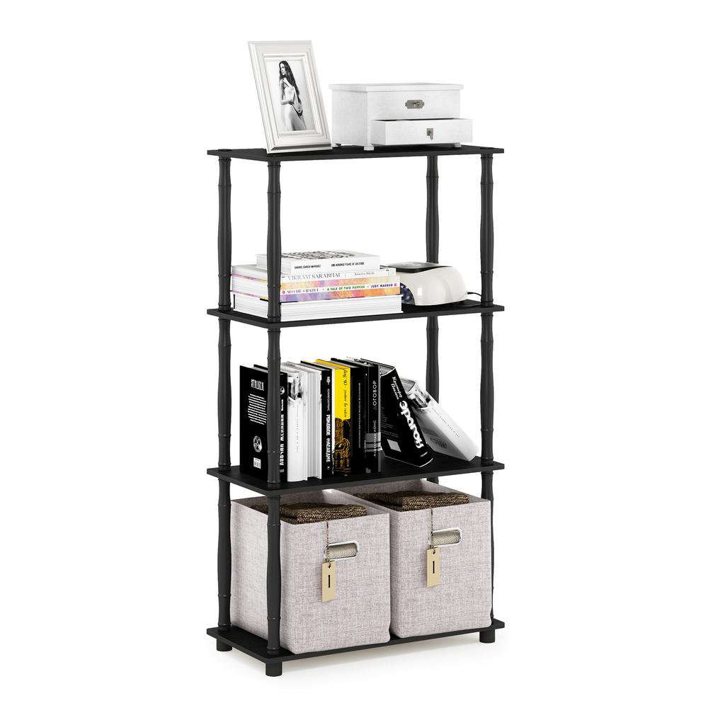 Furinno Turn-N-Tube 4-Tier Multipurpose Shelf Display Rack with Classic Tubes, Americano/Black. Picture 4