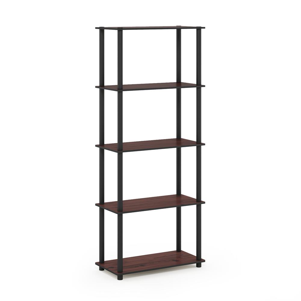 Furinno Turn-N-Tube 5-Tier Multipurpose Shelf Display Rack, Dark Cherry/Black. Picture 1