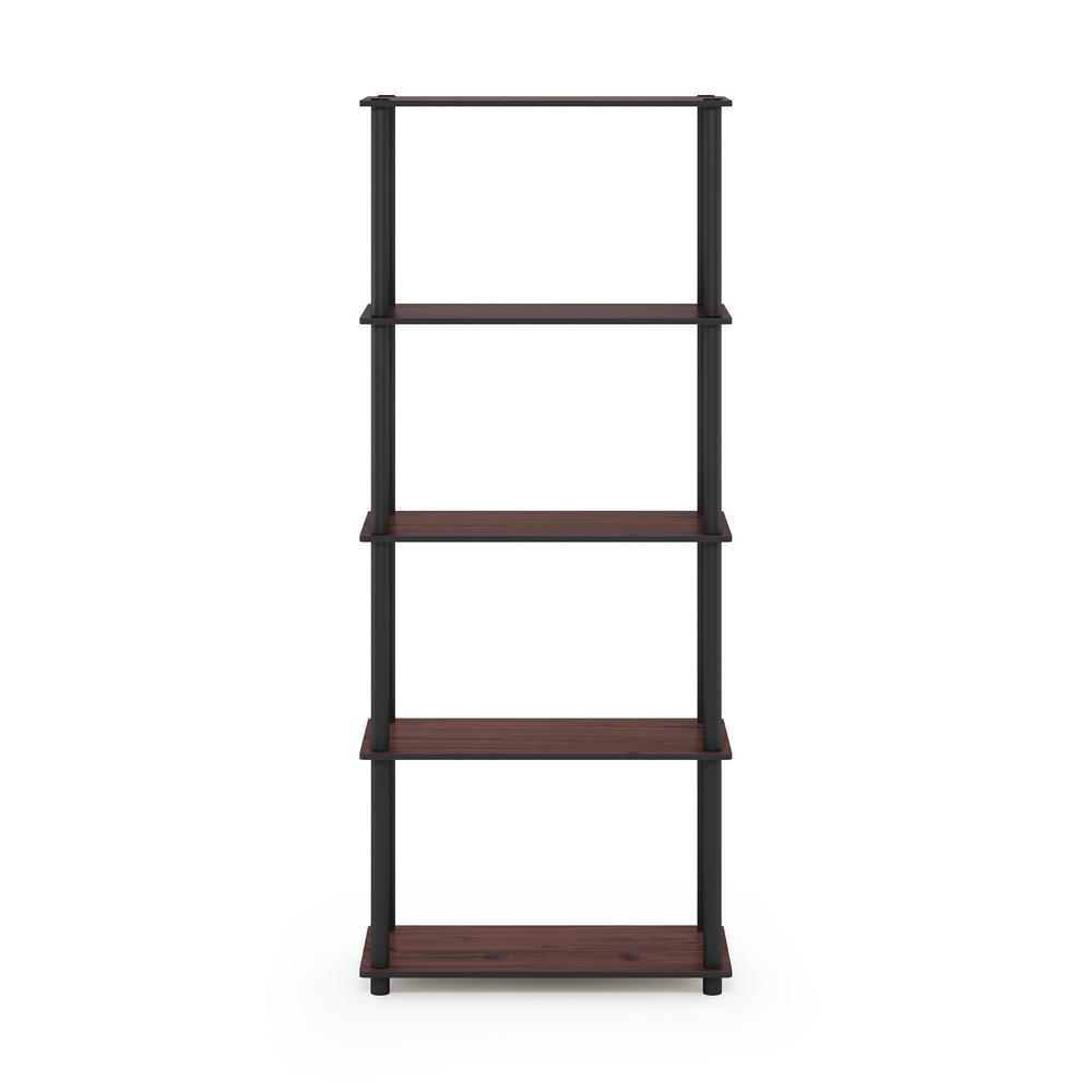 Furinno Turn-N-Tube 5-Tier Multipurpose Shelf Display Rack, Dark Cherry/Black. Picture 3