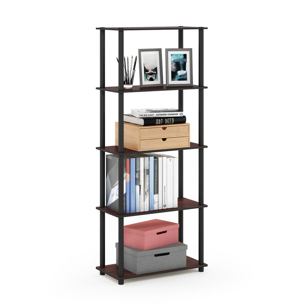 Furinno Turn-N-Tube 5-Tier Multipurpose Shelf Display Rack, Dark Cherry/Black. Picture 4