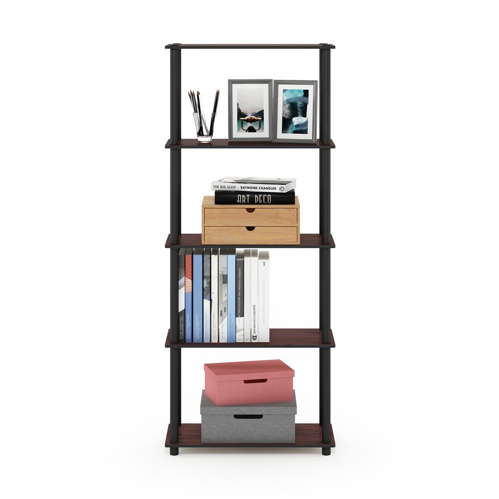 Furinno Turn-N-Tube 5-Tier Multipurpose Shelf Display Rack, Dark Cherry/Black. Picture 5