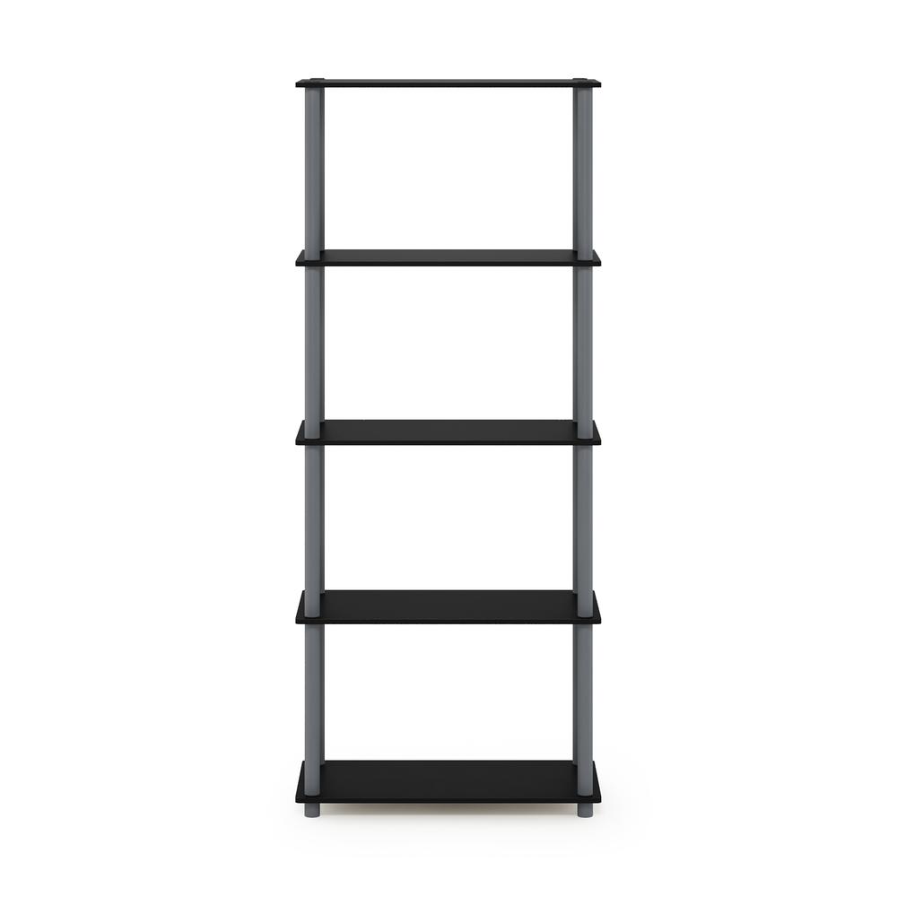 Furinno Turn-N-Tube 5-Tier Multipurpose Shelf Display Rack, Black/Grey. Picture 3