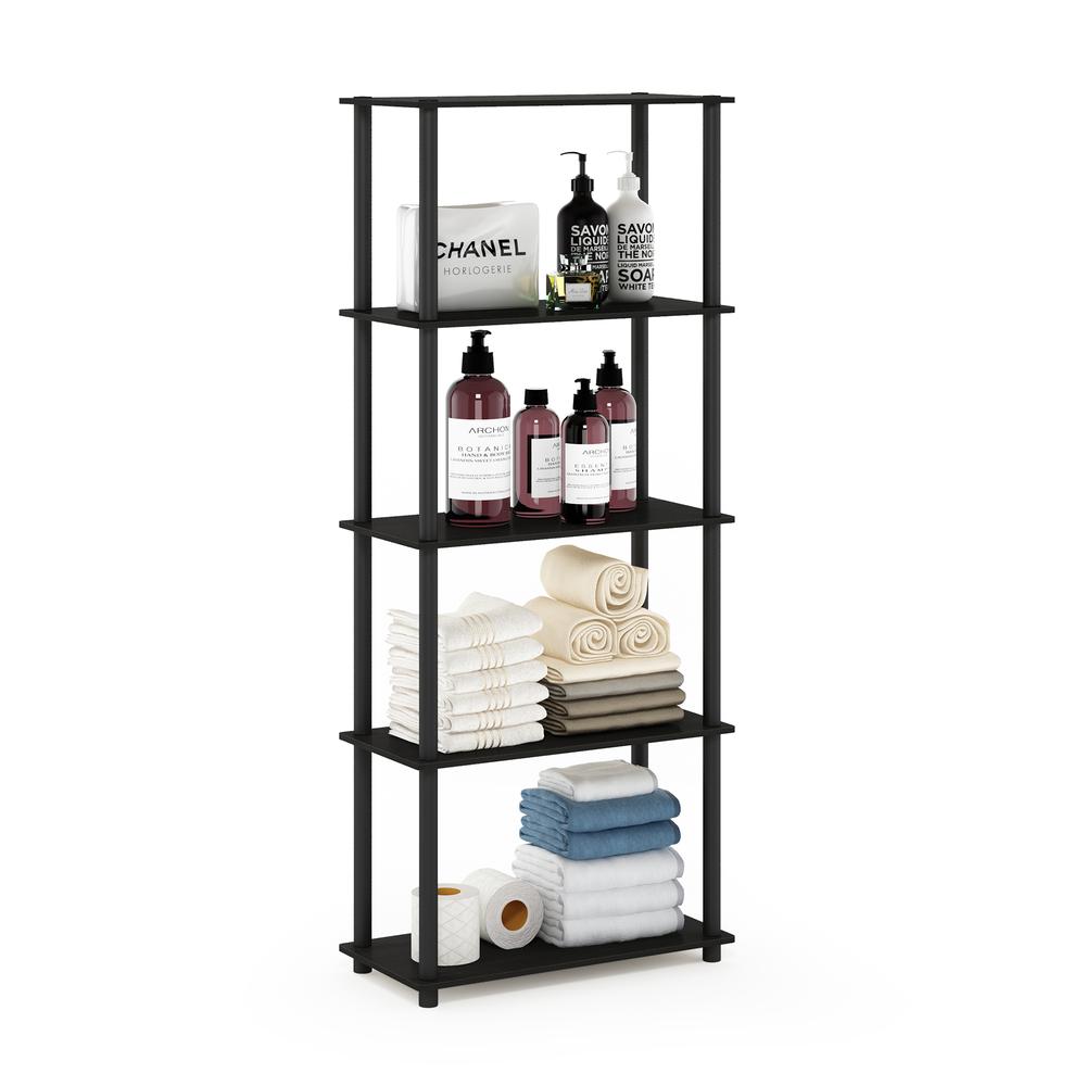 Furinno Turn-N-Tube 5-Tier Multipurpose Shelf Display Rack, Espresso/Black. Picture 4