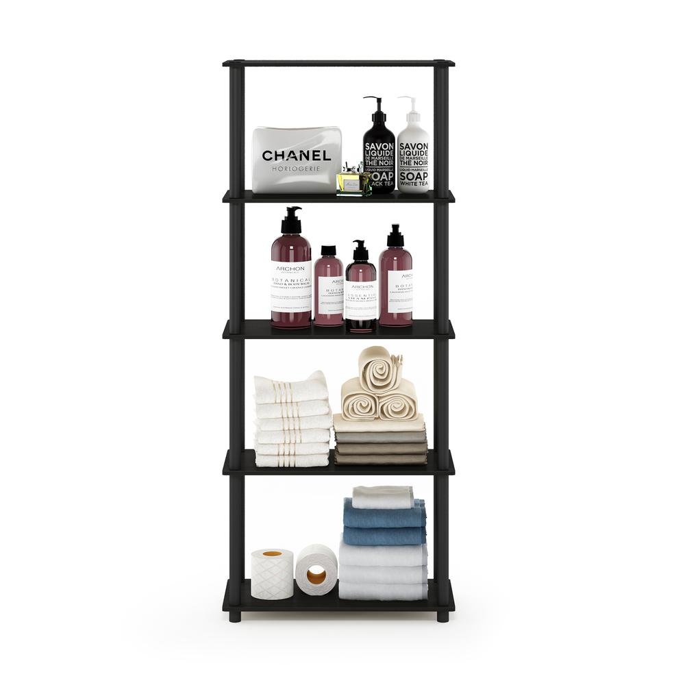 Furinno Turn-N-Tube 5-Tier Multipurpose Shelf Display Rack, Espresso/Black. Picture 5