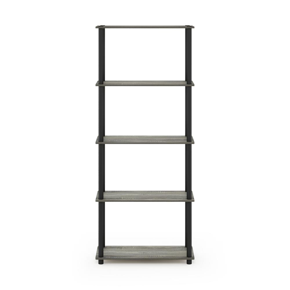 Furinno Turn-N-Tube 5-Tier Multipurpose Shelf Display Rack, French Oak Grey/Black. Picture 3