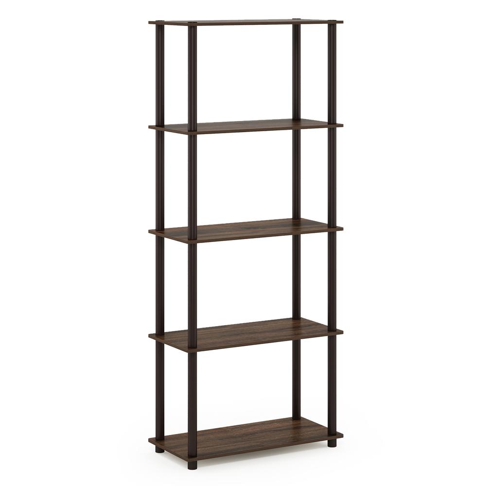 Furinno Turn-N-Tube 5-Tier Multipurpose Shelf Display Rack, Walnut/Brown. Picture 1