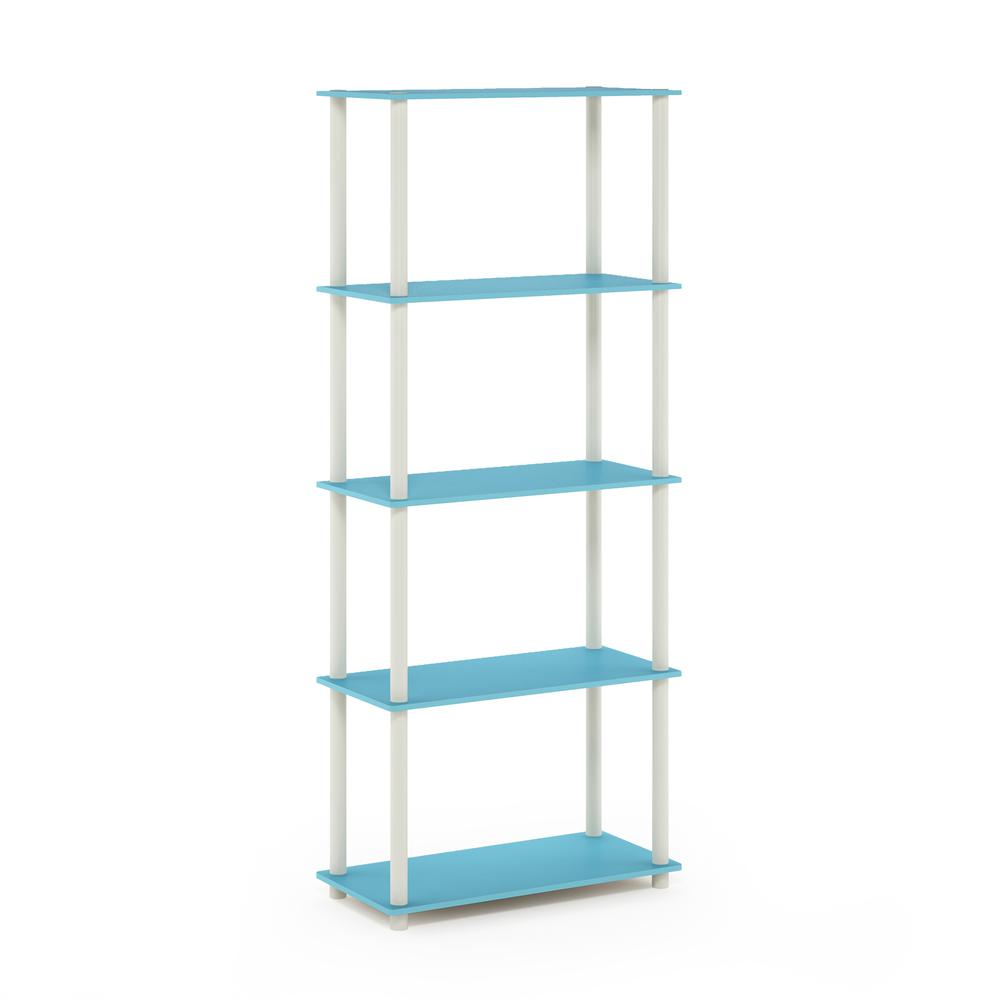 Furinno Turn-N-Tube 5-Tier Multipurpose Shelf Display Rack, Light Blue/White. Picture 1