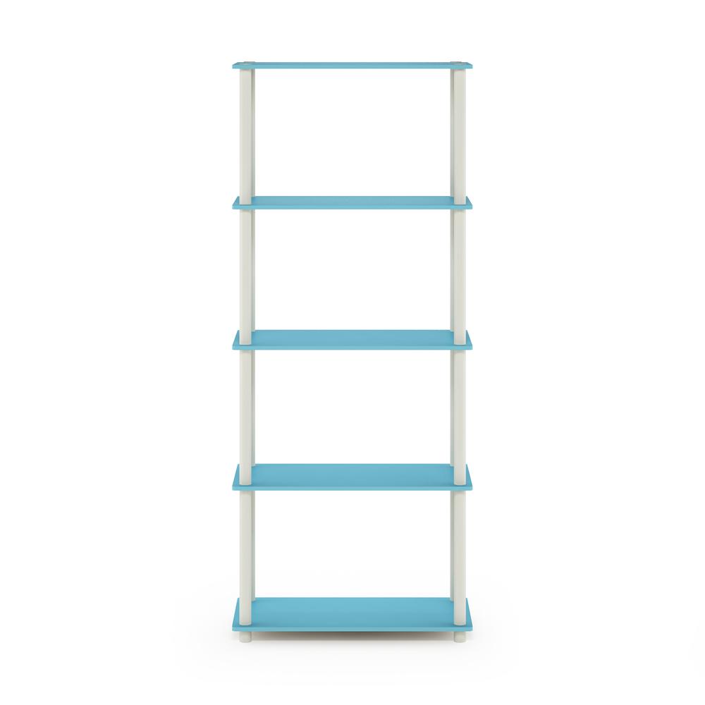 Furinno Turn-N-Tube 5-Tier Multipurpose Shelf Display Rack, Light Blue/White. Picture 3