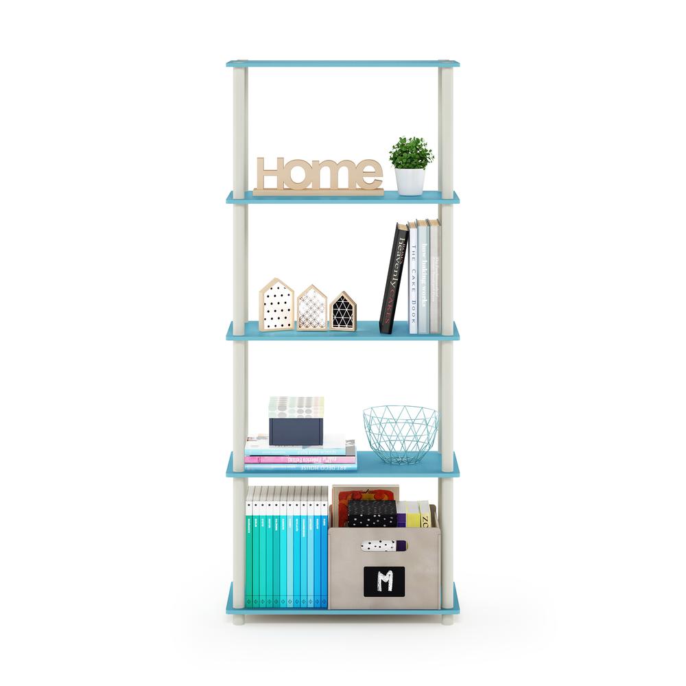 Furinno Turn-N-Tube 5-Tier Multipurpose Shelf Display Rack, Light Blue/White. Picture 5