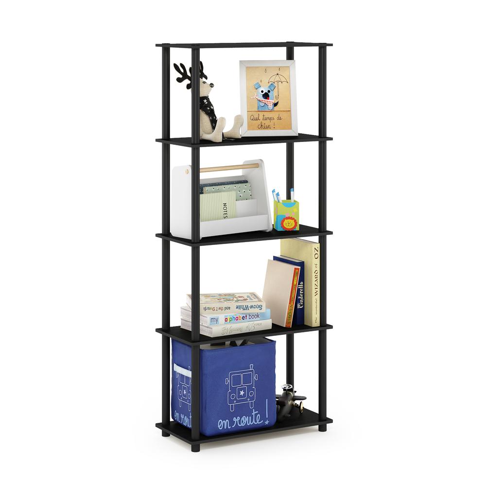 Furinno Turn-N-Tube 5-Tier Multipurpose Shelf Display Rack, Americano/Black. Picture 4