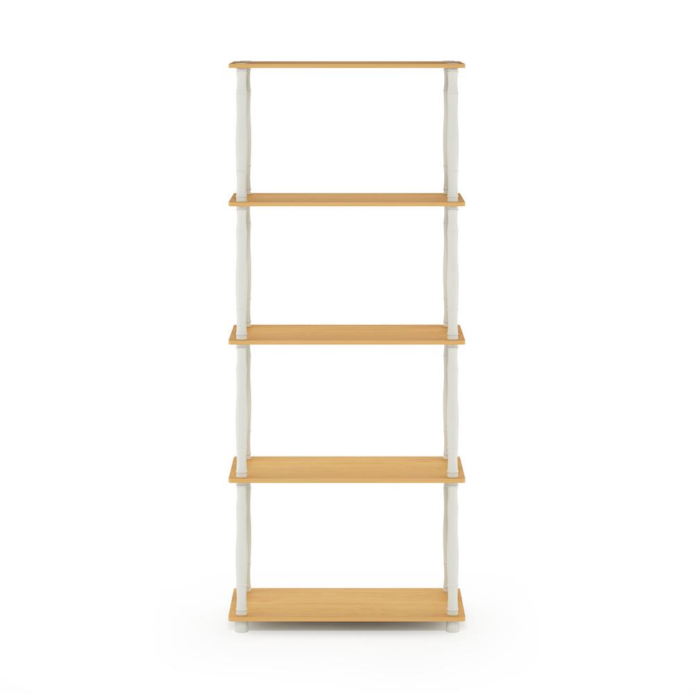 Furinno Turn-N-Tube 5-Tier Multipurpose Shelf Display Rack with Classic Tubes, Beech/White. Picture 3