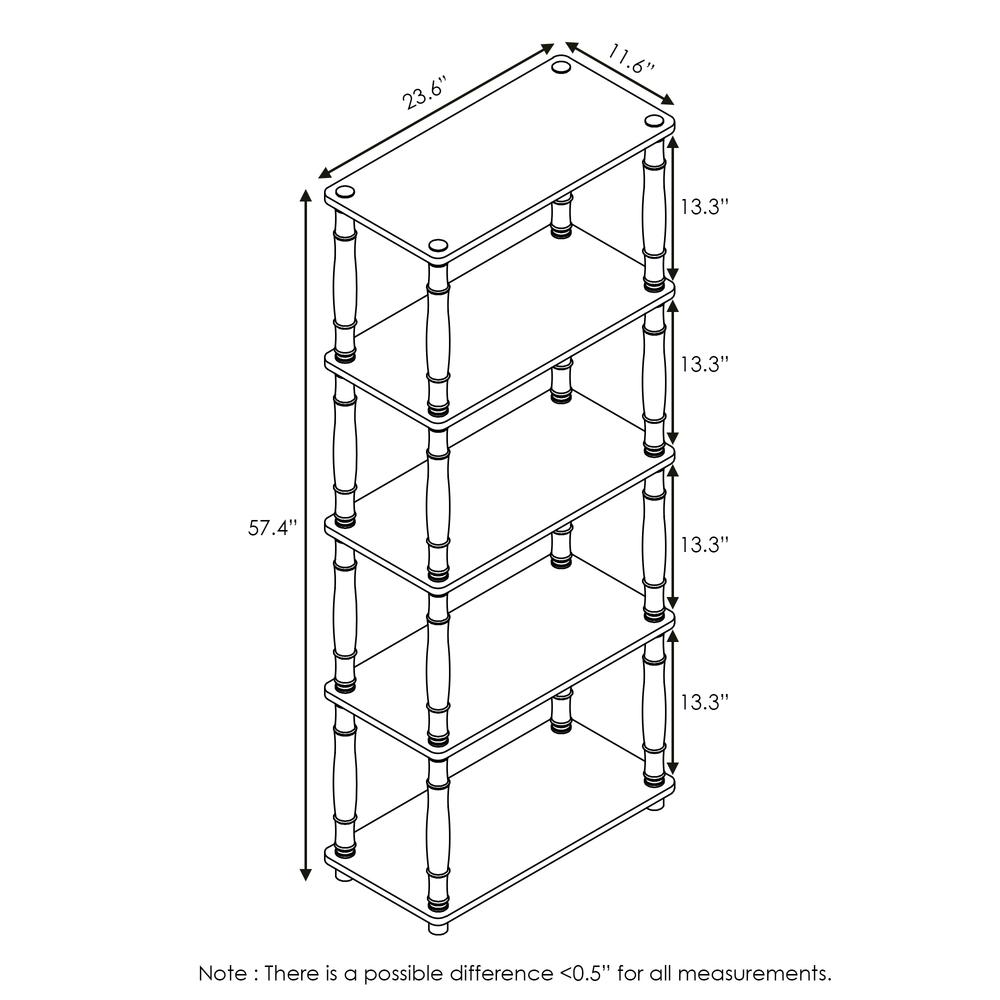 Furinno Turn-N-Tube 5-Tier Multipurpose Shelf Display Rack with Classic Tubes, Dark Cherry/Black. Picture 2