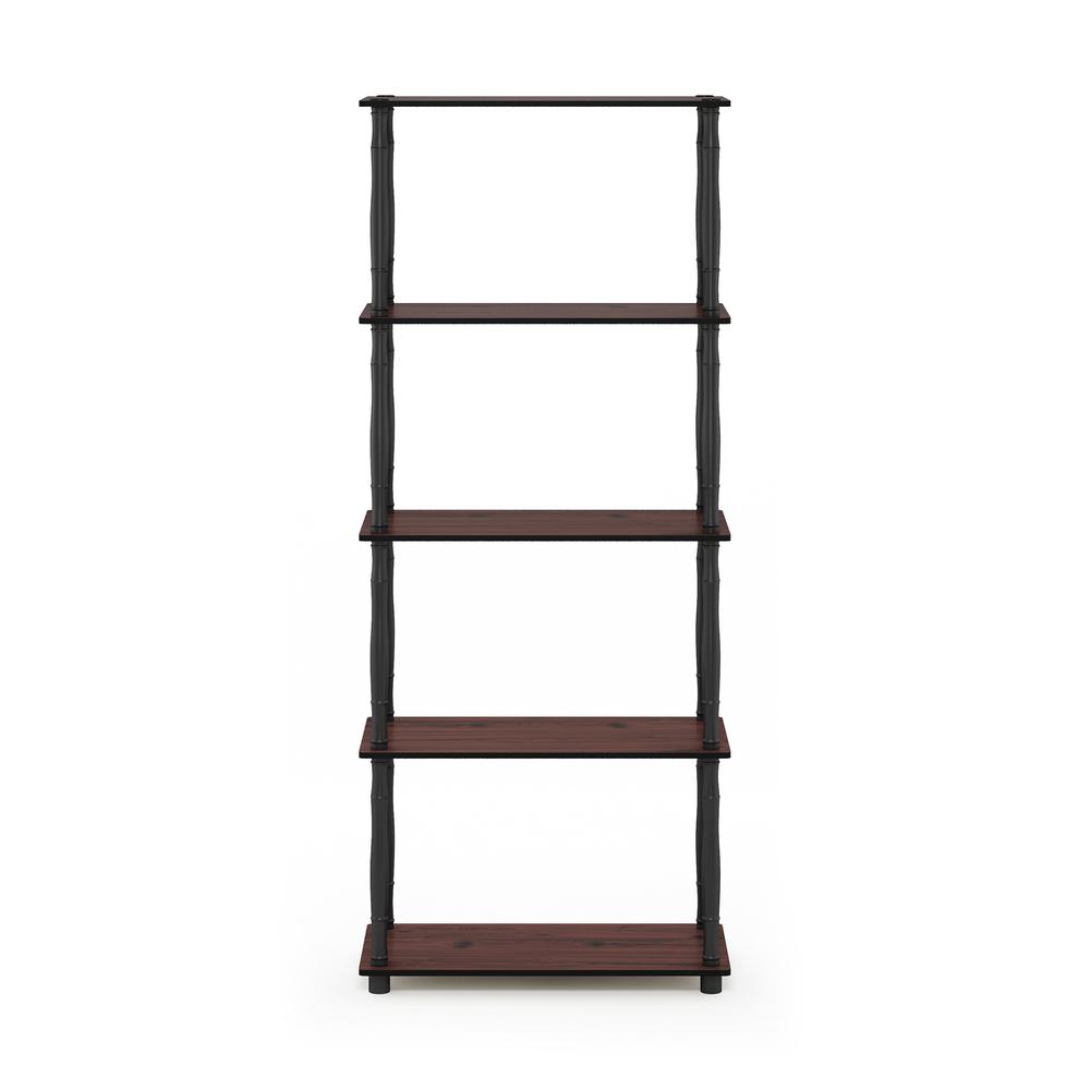 Furinno Turn-N-Tube 5-Tier Multipurpose Shelf Display Rack with Classic Tubes, Dark Cherry/Black. Picture 3
