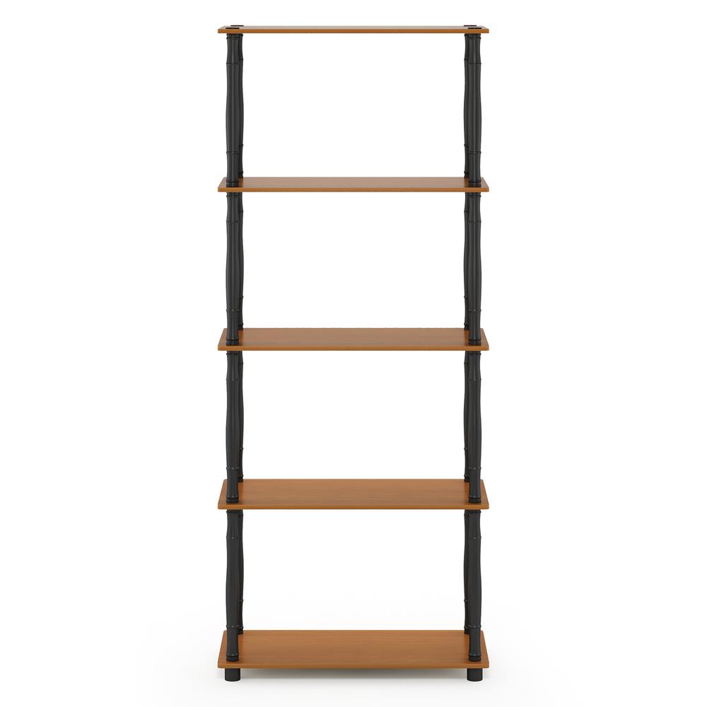 Furinno Turn-N-Tube 5-Tier Multipurpose Shelf Display Rack with Classic Tubes, Light Cherry/Black. Picture 3