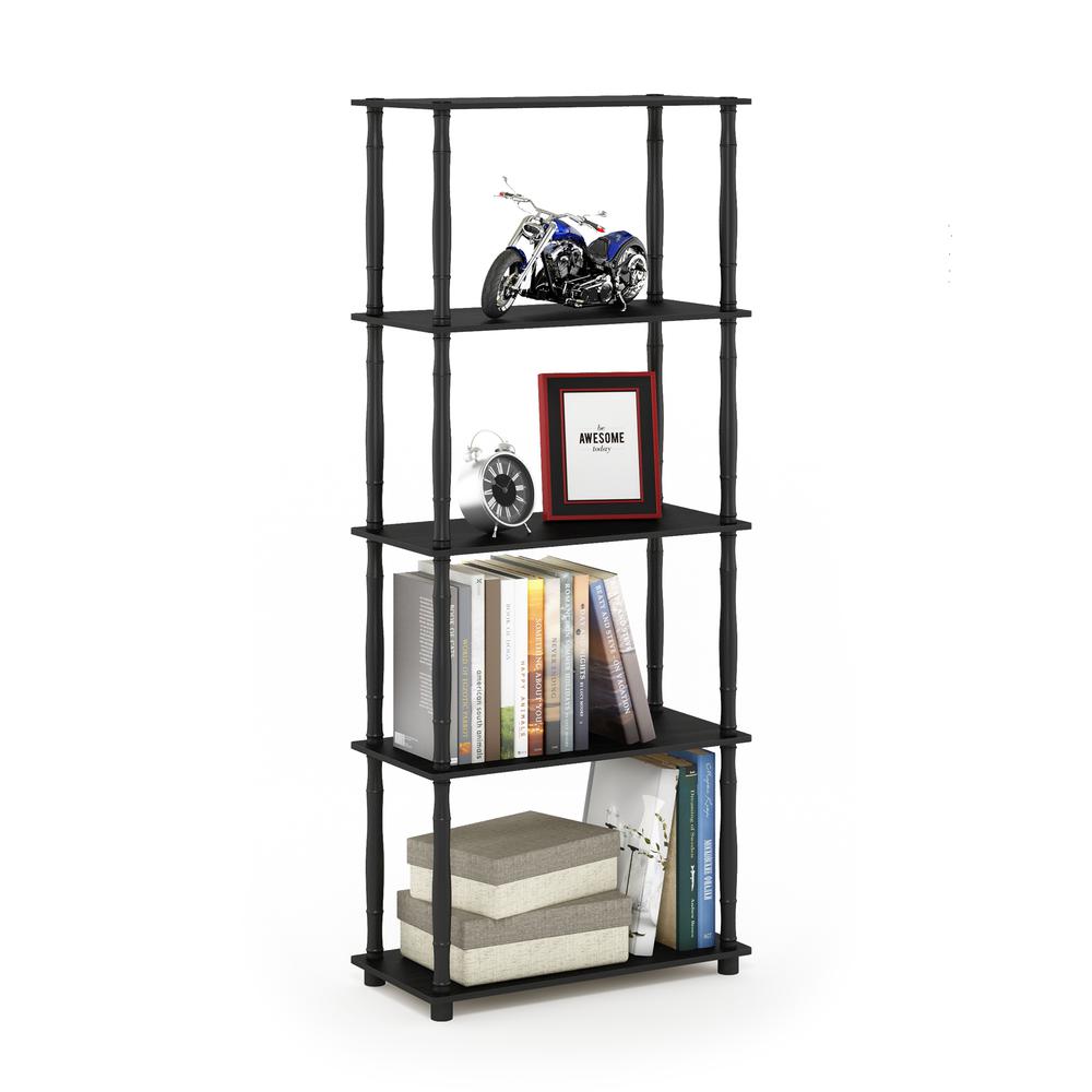 Furinno Turn-N-Tube 5-Tier Multipurpose Shelf Display Rack with Classic Tubes, Americano/Black. Picture 4