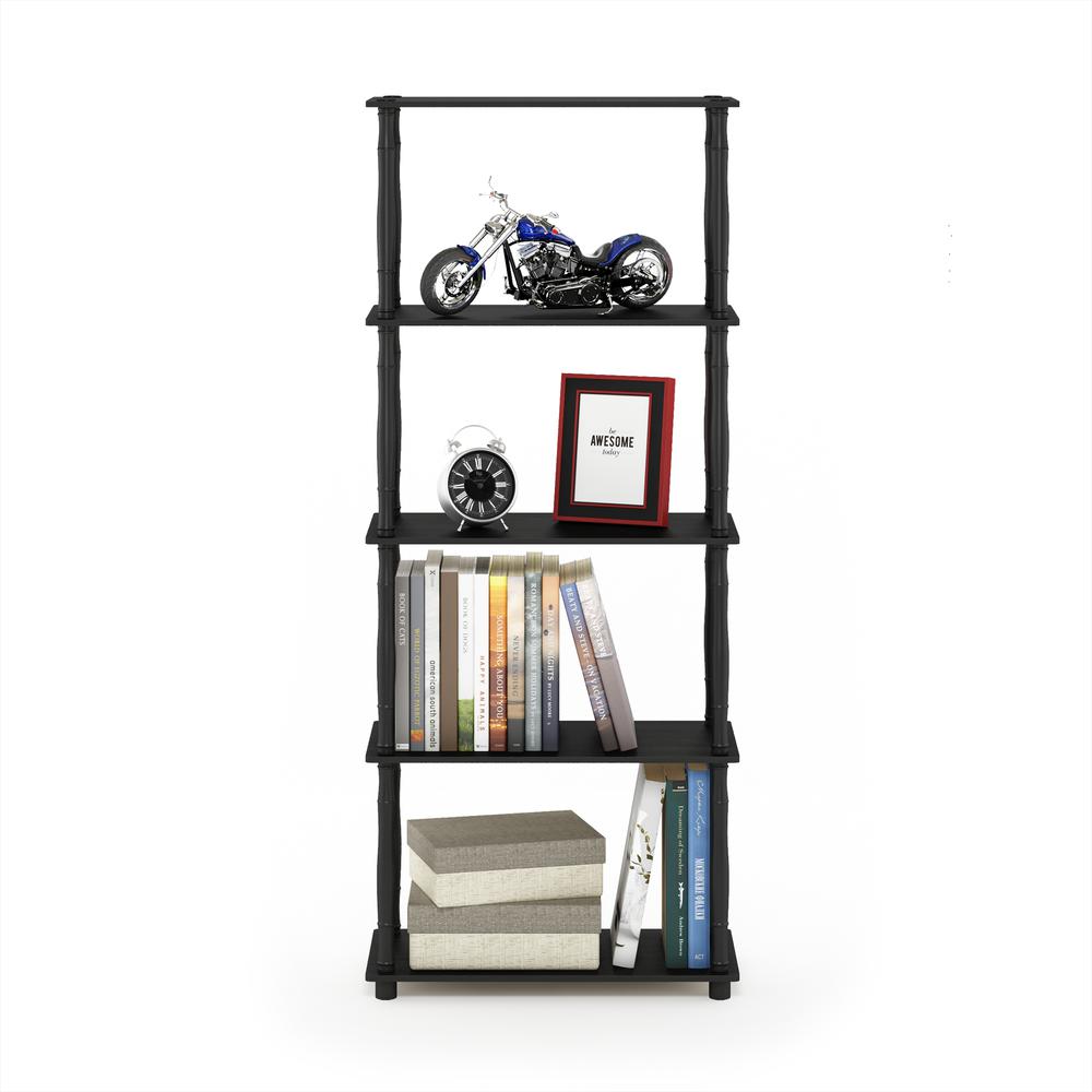Furinno Turn-N-Tube 5-Tier Multipurpose Shelf Display Rack with Classic Tubes, Americano/Black. Picture 5