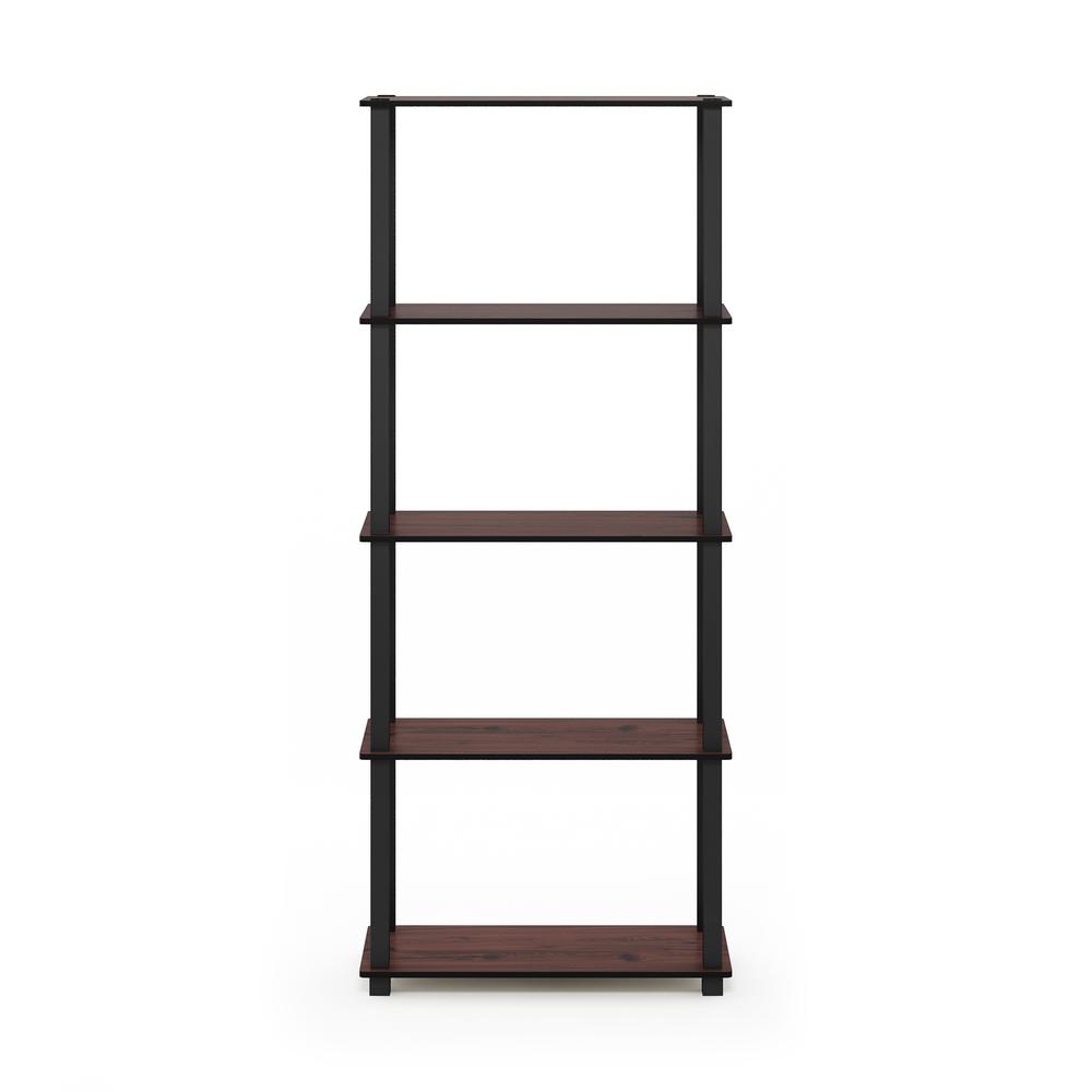 Furinno Turn-S-Tube 5-Tier Multipurpose Shelf Display Rack with Square Tubes, Dark Cherry/Black. Picture 3
