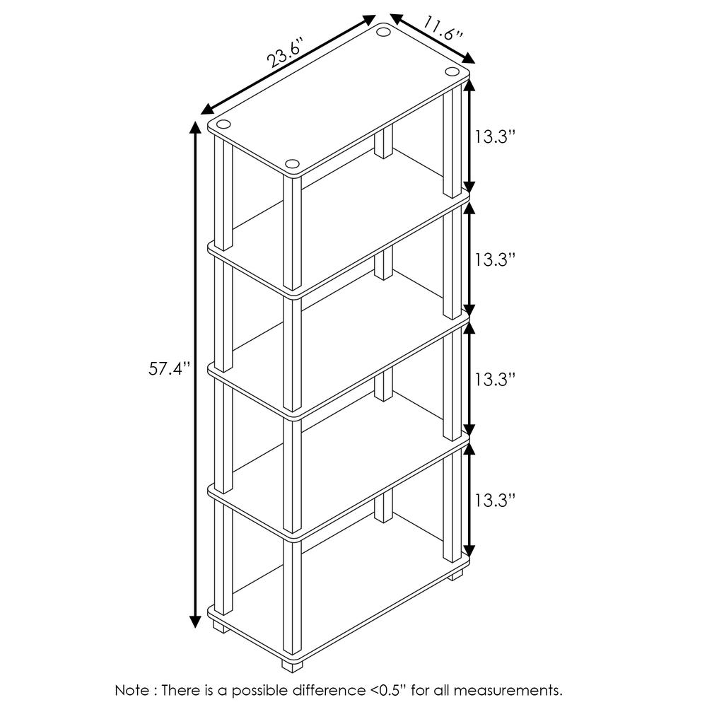 Furinno Turn-S-Tube 5-Tier Multipurpose Shelf Display Rack with Square Tubes, Columbia Walnut/Black. Picture 2