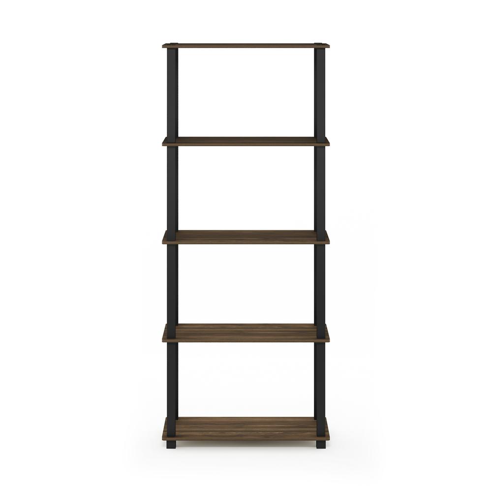 Furinno Turn-S-Tube 5-Tier Multipurpose Shelf Display Rack with Square Tubes, Columbia Walnut/Black. Picture 3