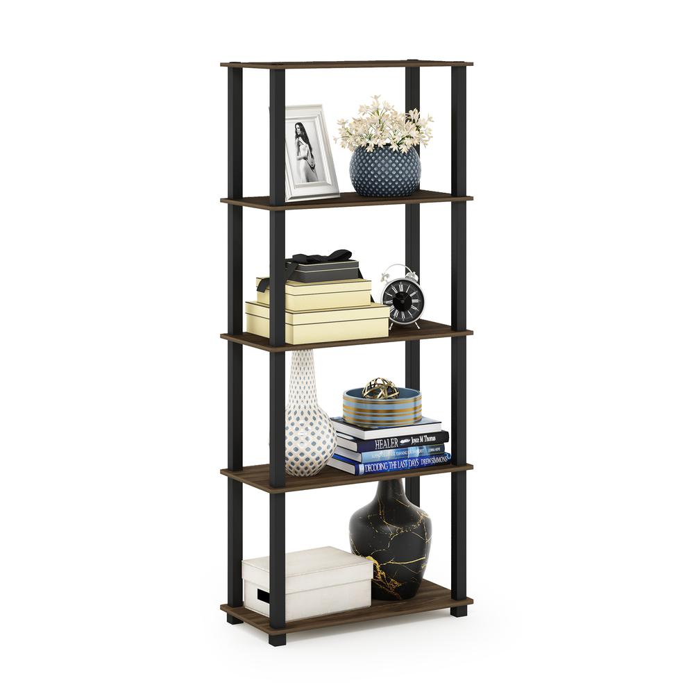 Furinno Turn-S-Tube 5-Tier Multipurpose Shelf Display Rack with Square Tubes, Columbia Walnut/Black. Picture 4