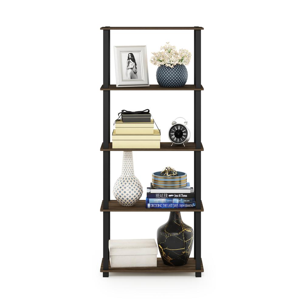 Furinno Turn-S-Tube 5-Tier Multipurpose Shelf Display Rack with Square Tubes, Columbia Walnut/Black. Picture 5