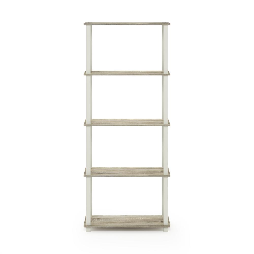 Furinno Turn-S-Tube 5-Tier Multipurpose Shelf Display Rack with Square Tubes, Sonoma Oak/White. Picture 3