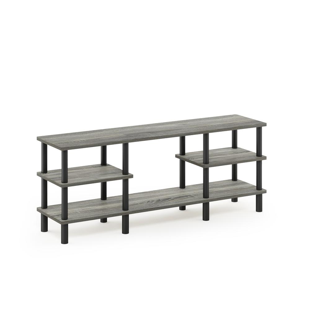 Furinno Turn-N-Tube 3-Tier Multipurpose Wide Shelf, French Oak Grey/Black. Picture 1