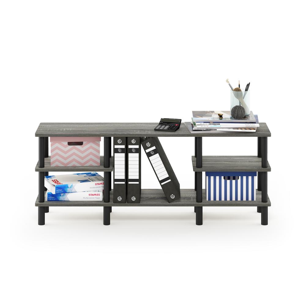 Furinno Turn-N-Tube 3-Tier Multipurpose Wide Shelf, French Oak Grey/Black. Picture 4