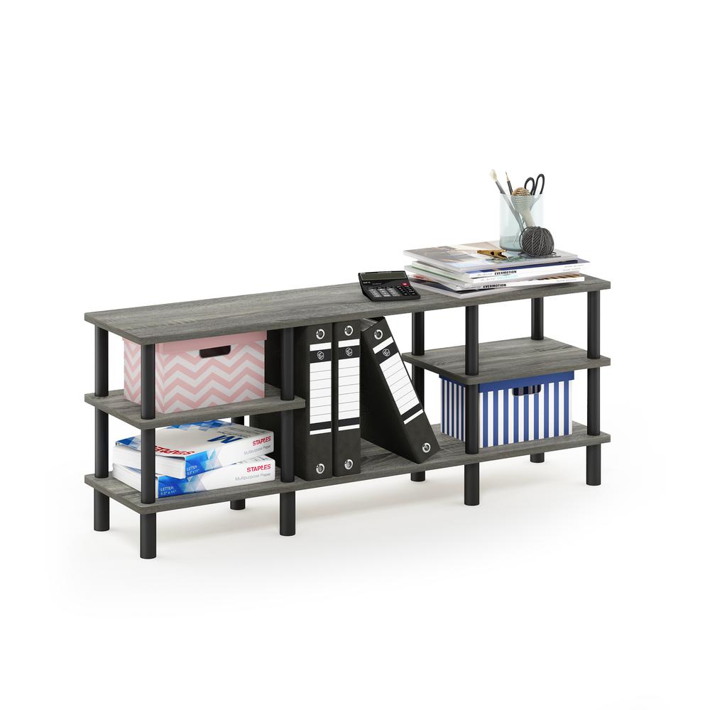 Furinno Turn-N-Tube 3-Tier Multipurpose Wide Shelf, French Oak Grey/Black. Picture 5