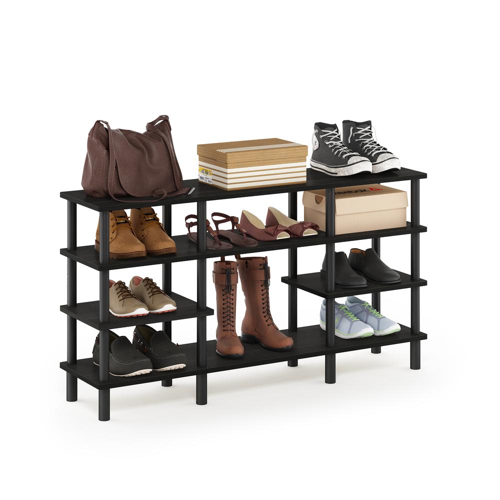 Furinno Turn-N-Tube 4-Tier Multipurpose Wide Shelf, Espresso/Black. Picture 4