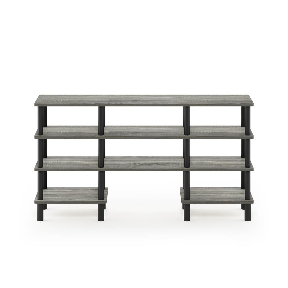Furinno Turn-N-Tube 4-Tier Multipurpose Wide Shelf, French Oak Grey/Black. Picture 3