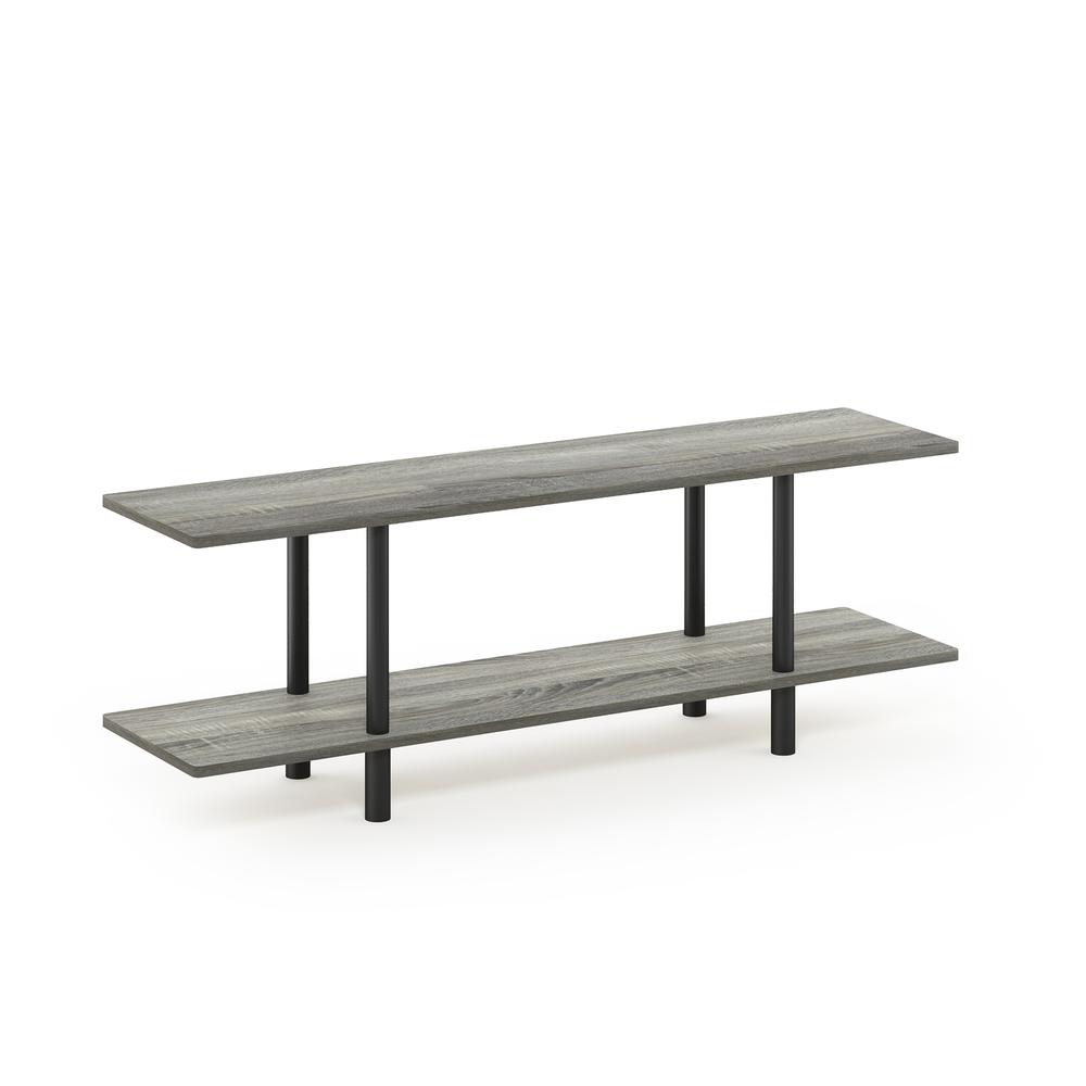 Furinno Turn-N-Tube 2-Tier Multipurpose Wide Shelf, French Oak Grey/Black. Picture 1