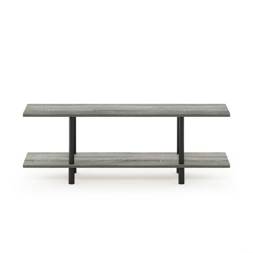 Furinno Turn-N-Tube 2-Tier Multipurpose Wide Shelf, French Oak Grey/Black. Picture 3