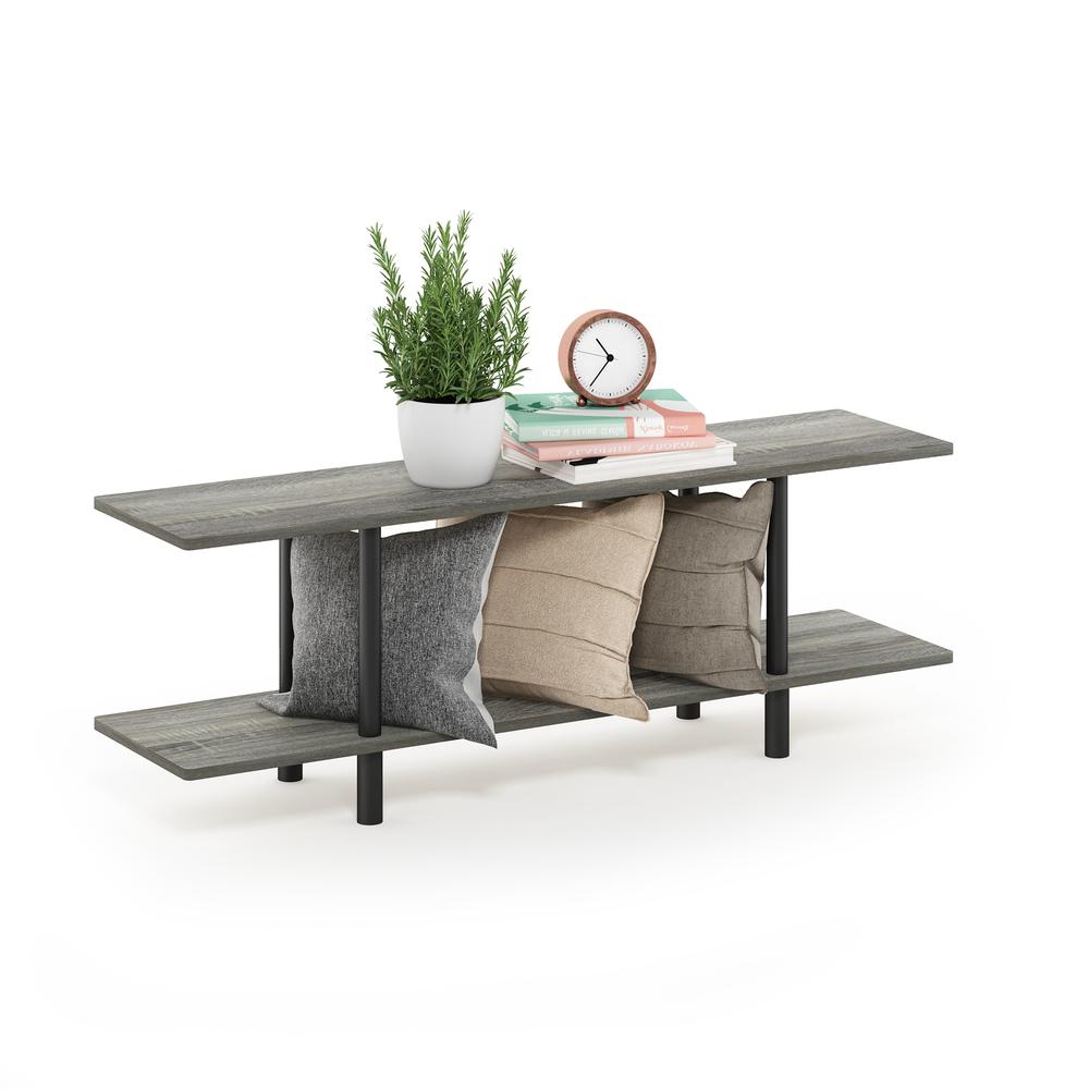Furinno Turn-N-Tube 2-Tier Multipurpose Wide Shelf, French Oak Grey/Black. Picture 4