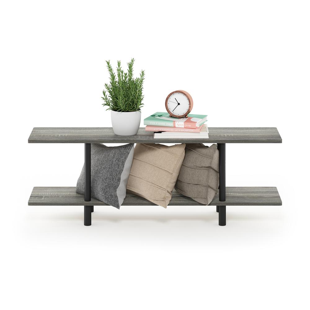 Furinno Turn-N-Tube 2-Tier Multipurpose Wide Shelf, French Oak Grey/Black. Picture 5