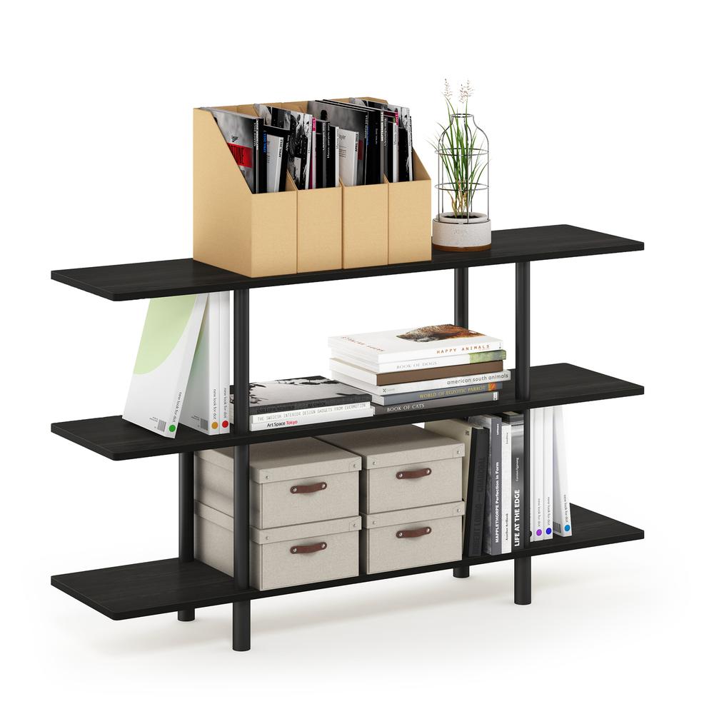 Furinno Turn-N-Tube 3-Tier Wide Display Shelf, Espresso/Black. Picture 4