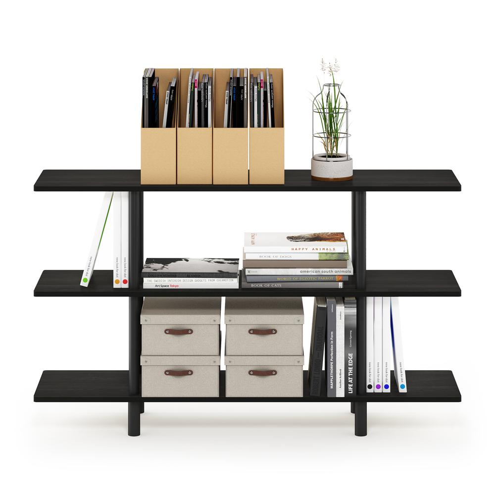 Furinno Turn-N-Tube 3-Tier Wide Display Shelf, Espresso/Black. Picture 5